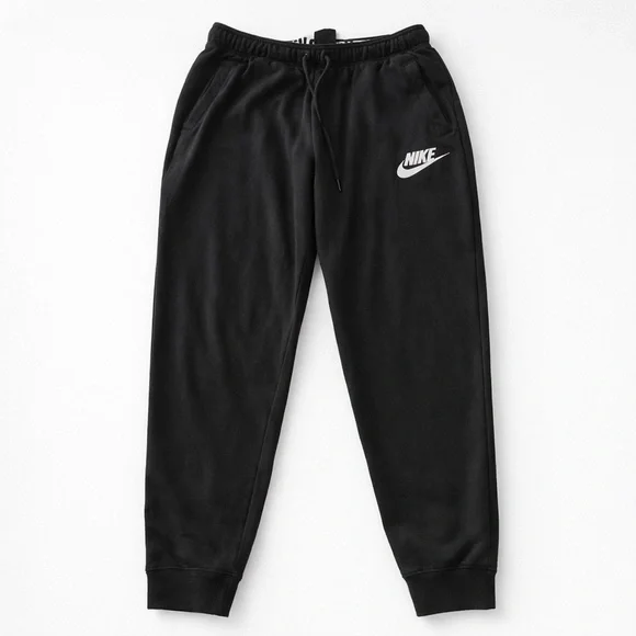 Nike Women's Black Fleece Jogger Sweatpants Medium Swoosh Logo - Picture 2 of 6